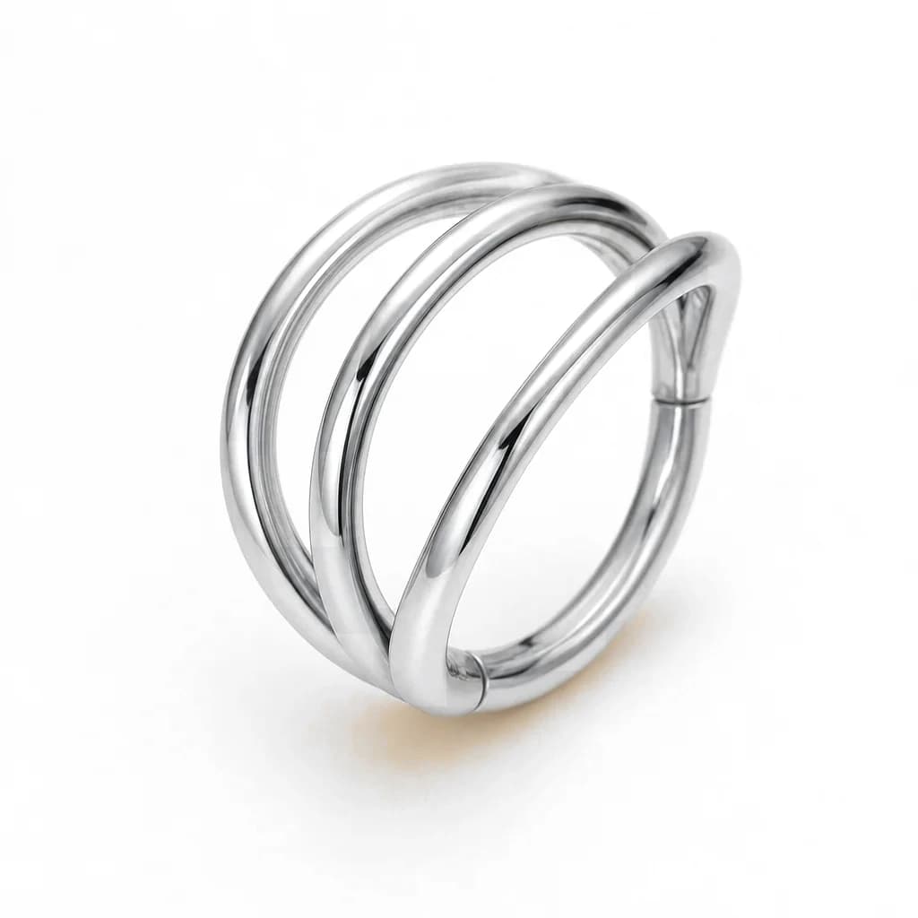 Clicker-Ring, dreilagig, Silber