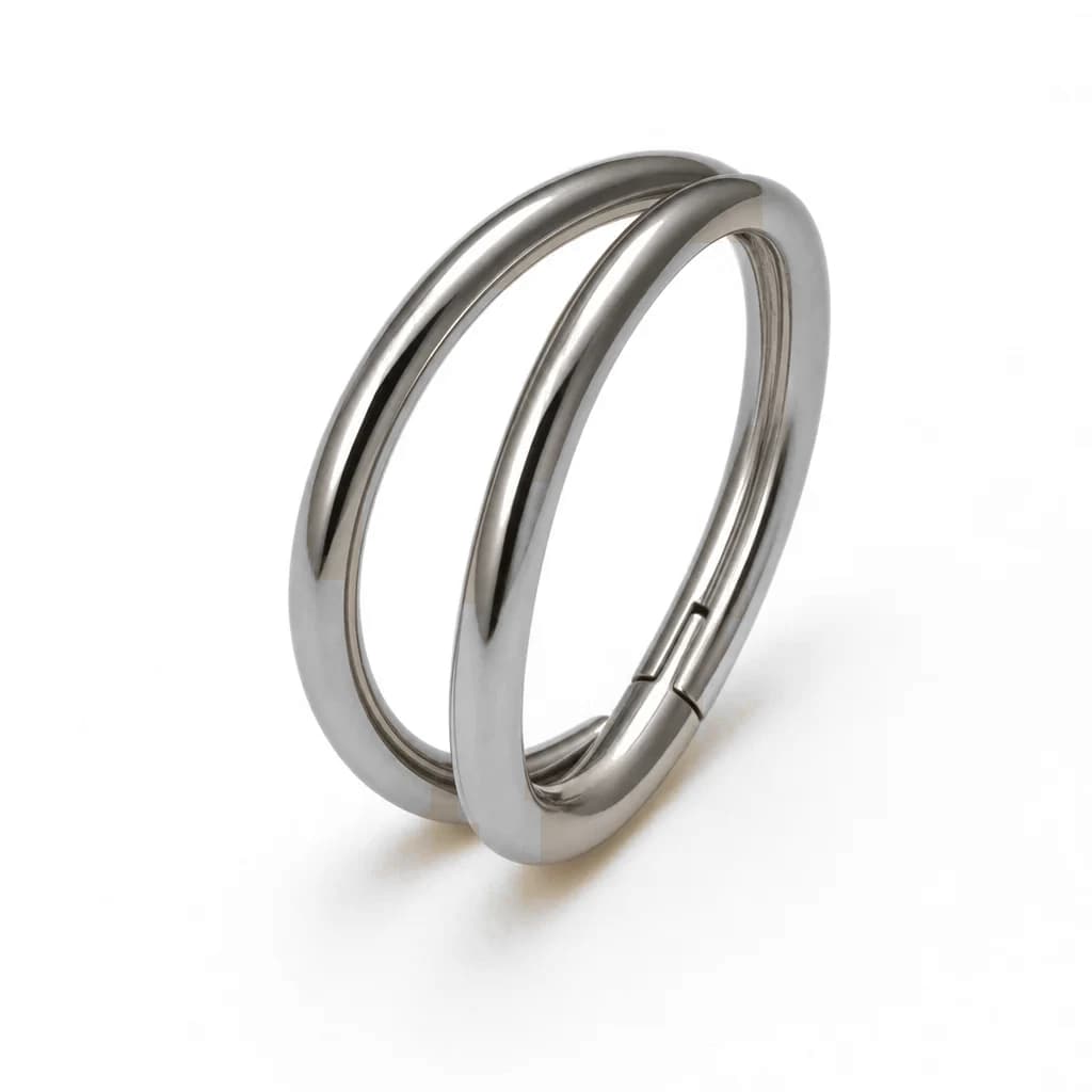 Clicker-Ring, zweilagig, Silber