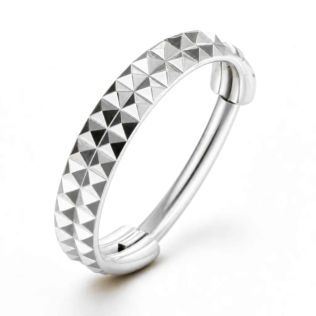 Clicker-Ring, 2 Lagen Pyramidenschliff, Silber