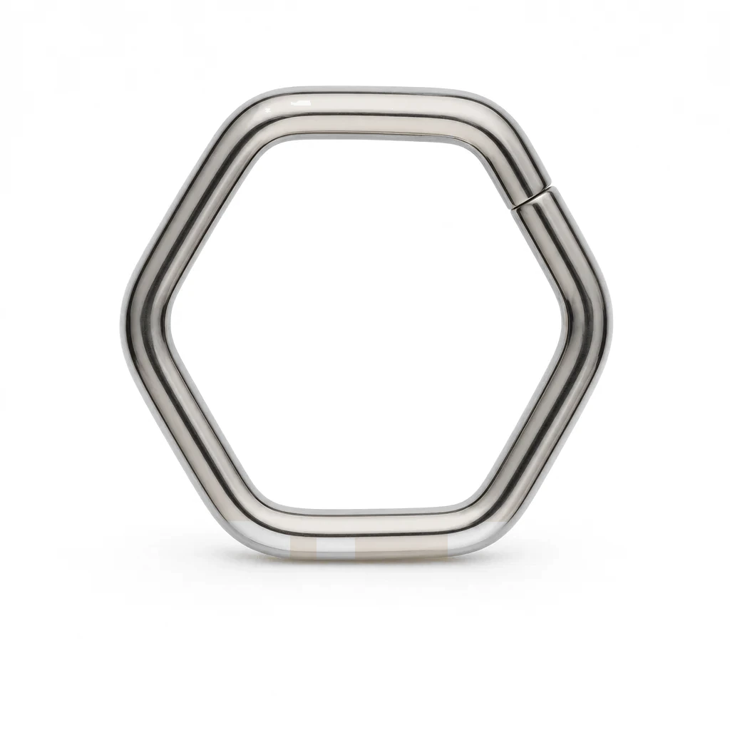 Clicker-Ring, sechseckig, Silber