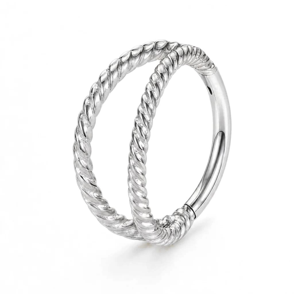 Clicker-Ring mit zwei Spirallagen, Silber