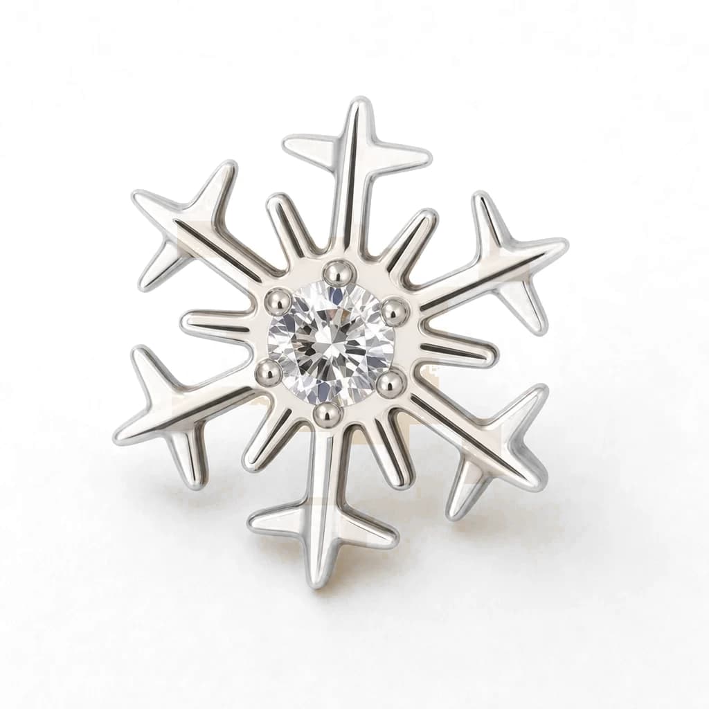 Aufsatz Innengewinde, Schneeflocke klar, Silber mit klarem Kristall
