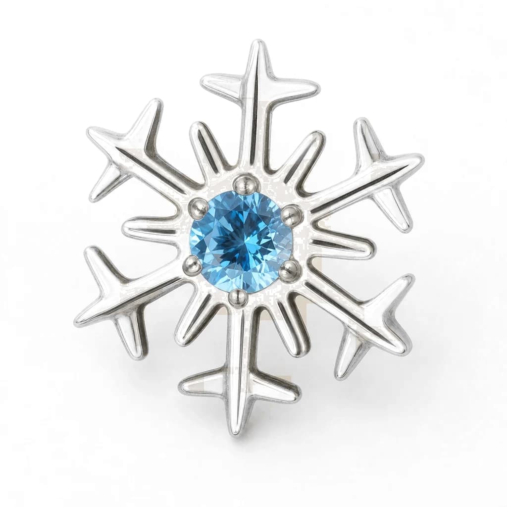 Aufsatz, Schneeflocke mit Aqua-Kristall