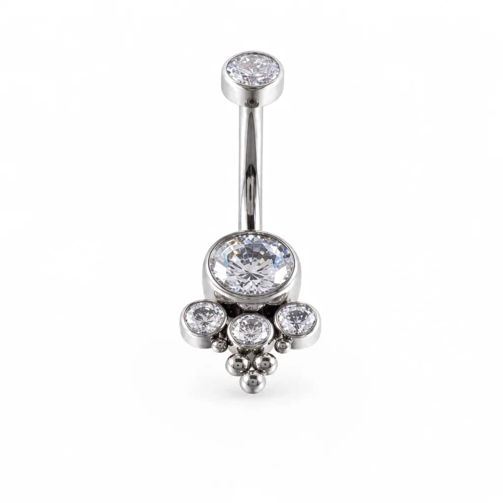 Bauchnabelpiercing, 5 Kristalle mit Kugeln