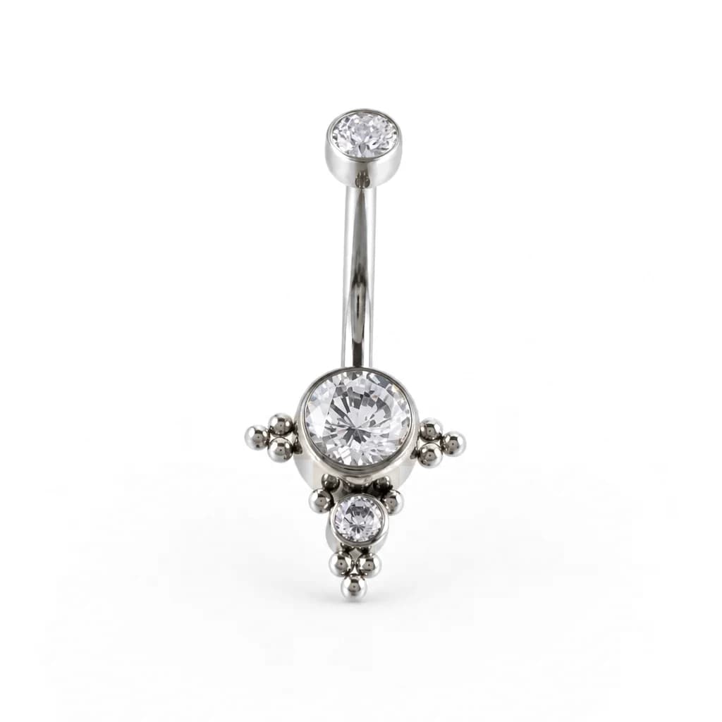 Bauchnabelpiercing, 3 Kristalle + 11 Kugeln
