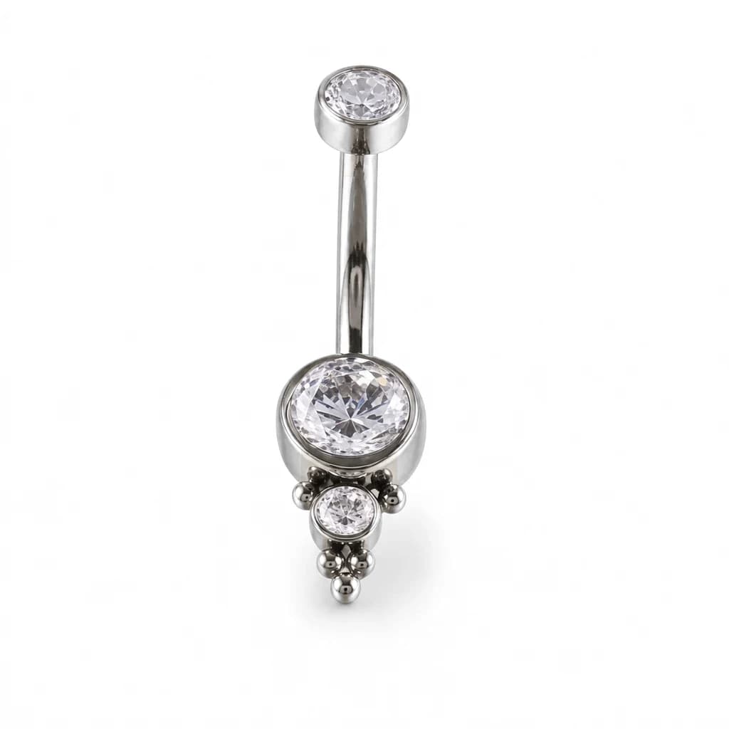 Bauchnabelpiercing, 3 Kristalle + 5 Kugeln