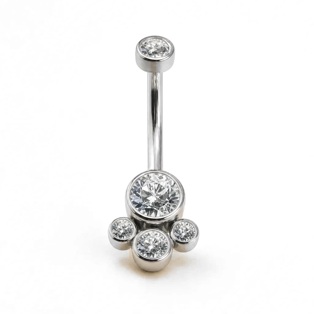 Bauchnabelpiercing mit 5 Kristallen