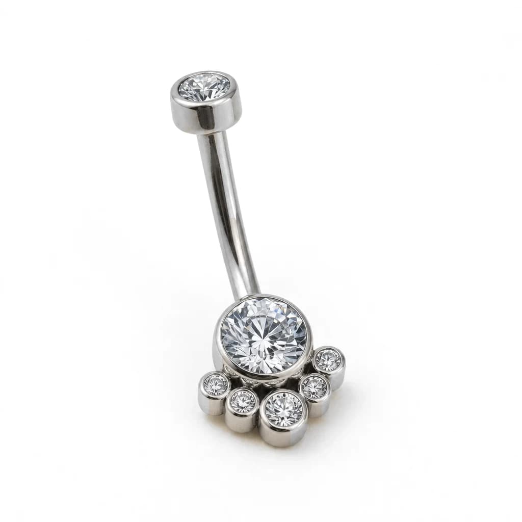 Bauchnabelpiercing mit 7 Kristallen