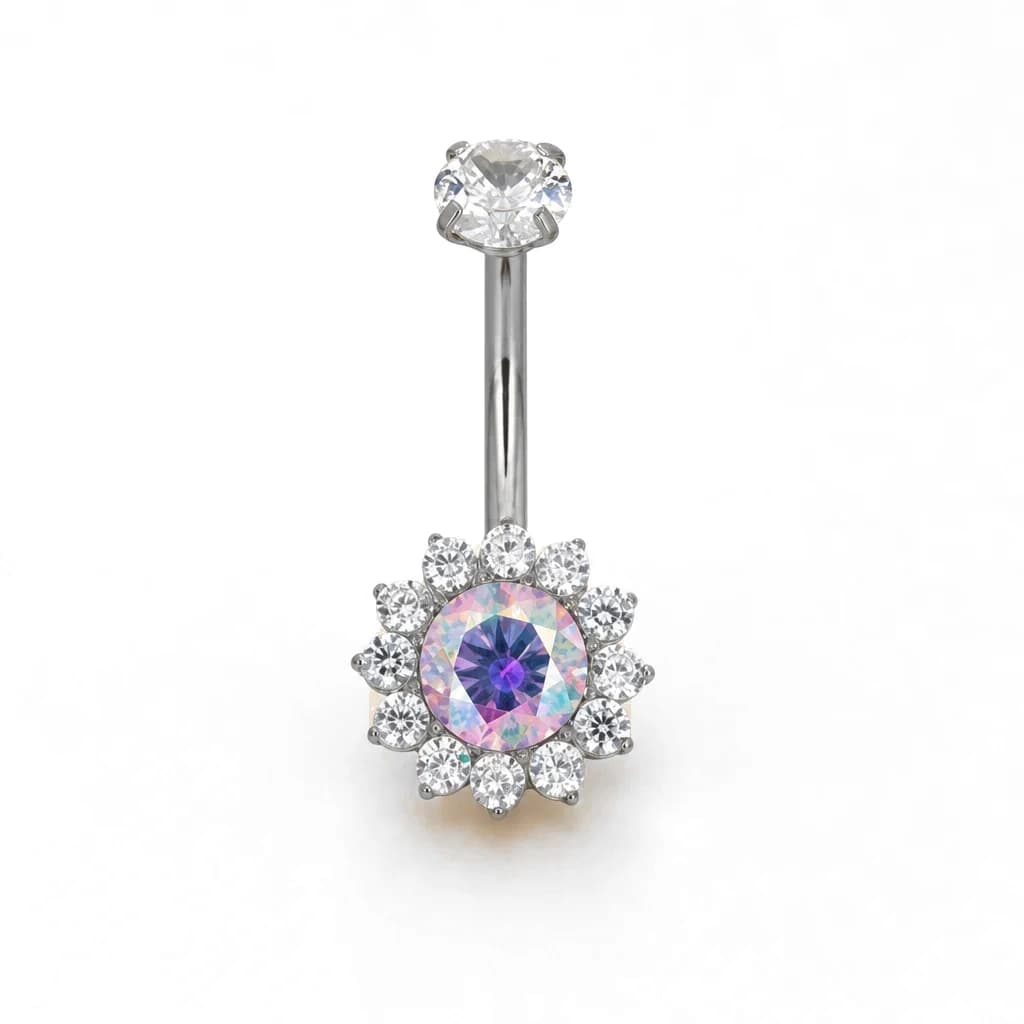 Bauchnabelpiercing mit Kristallblume
