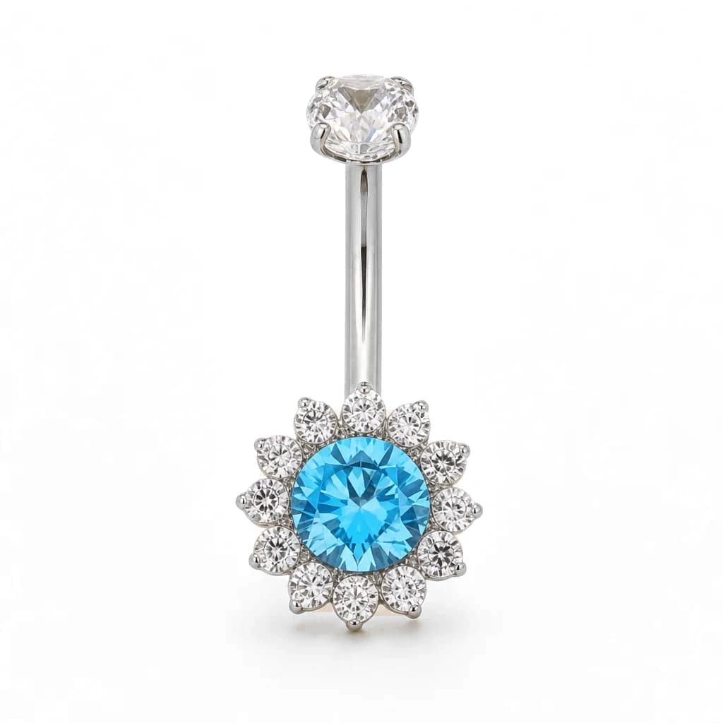 Bauchnabelpiercing mit Kristallblume