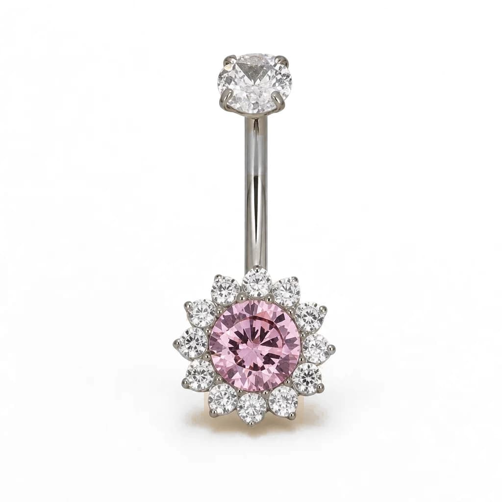 Bauchnabelpiercing mit Kristallblume