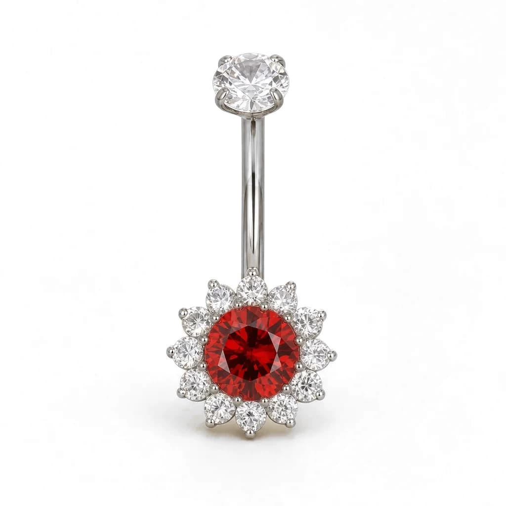 Bauchnabelpiercing mit Kristallblume