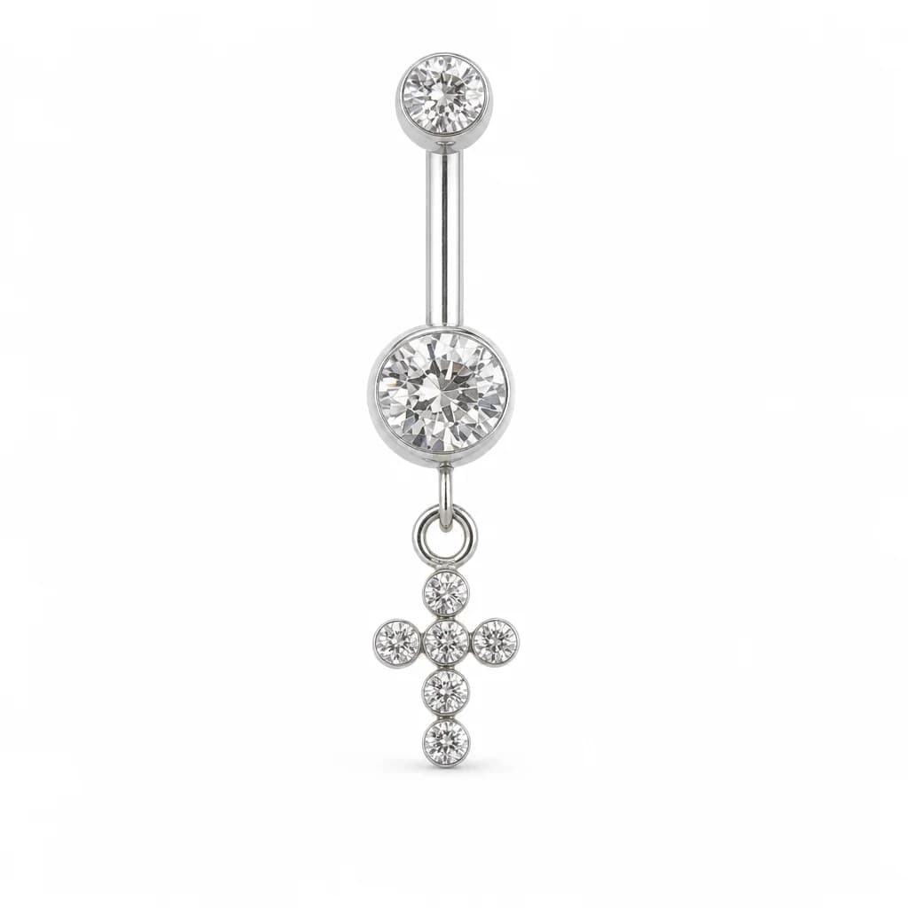 Bauchnabelpiercing, Kristallkreuz-Anhänger