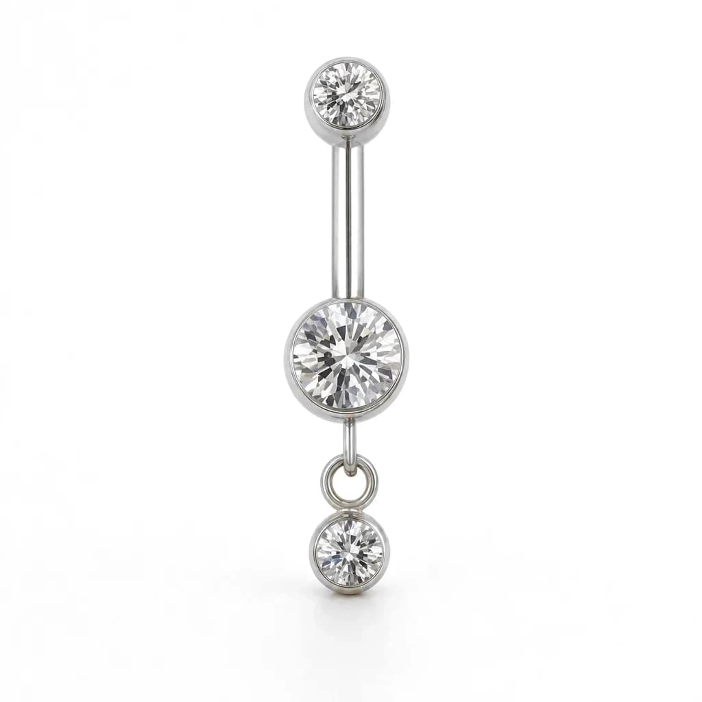 Bauchnabelpiercing, runder Kristallanhänger