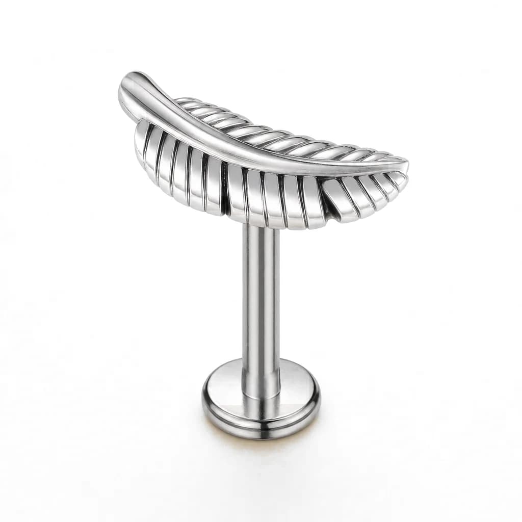 Labret mit Innengewinde, Blatt, Silber
