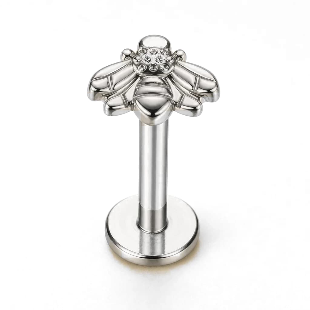 Labret mit Innengewinde, Biene, Silber