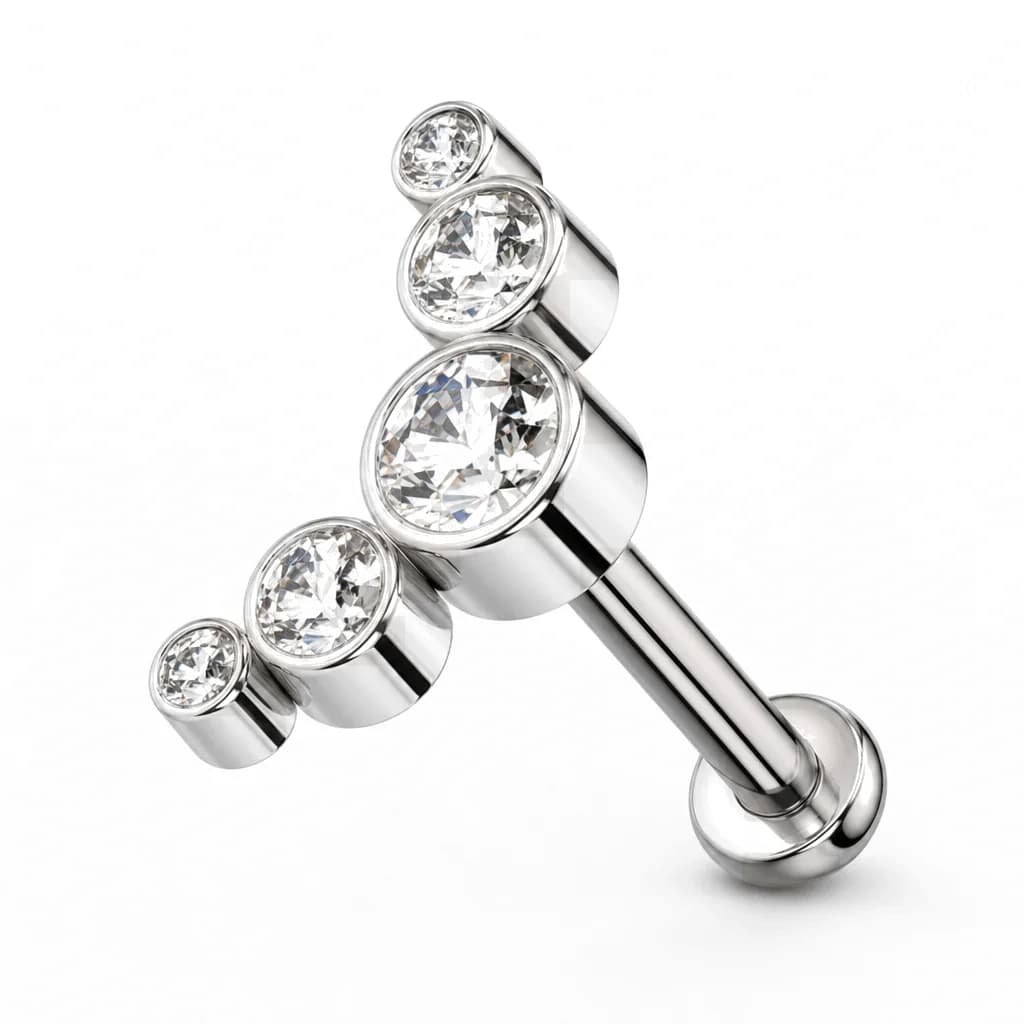 Labret Innengewinde, 5 klare Kristalle