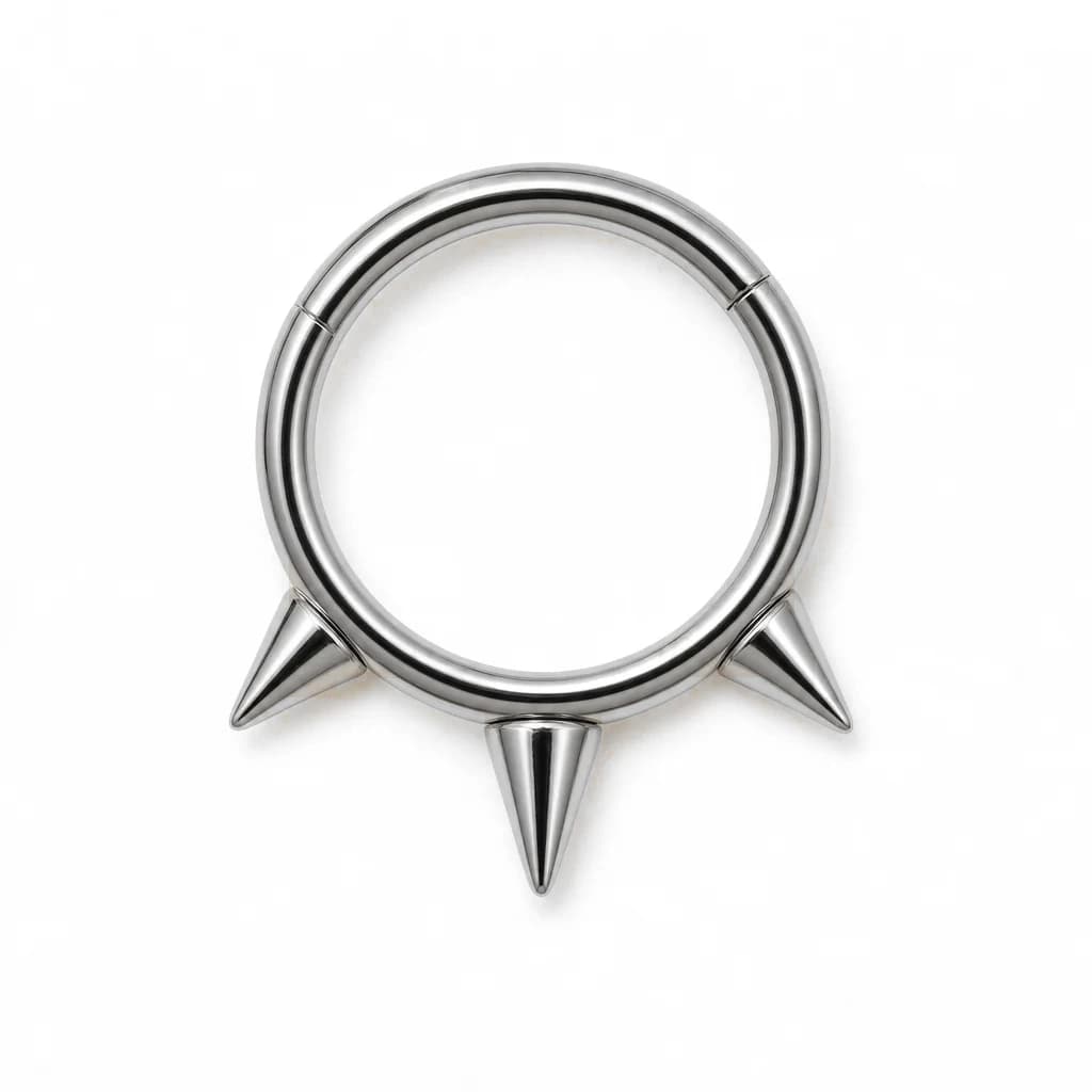 Clicker-Ring mit drei Spikes, Silber