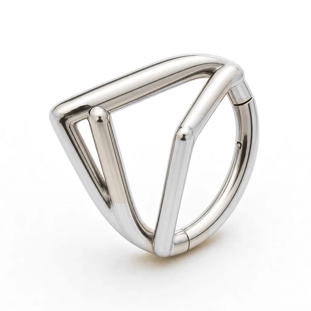 Clicker-Ring mit drei spitzen Kegeln, Silber
