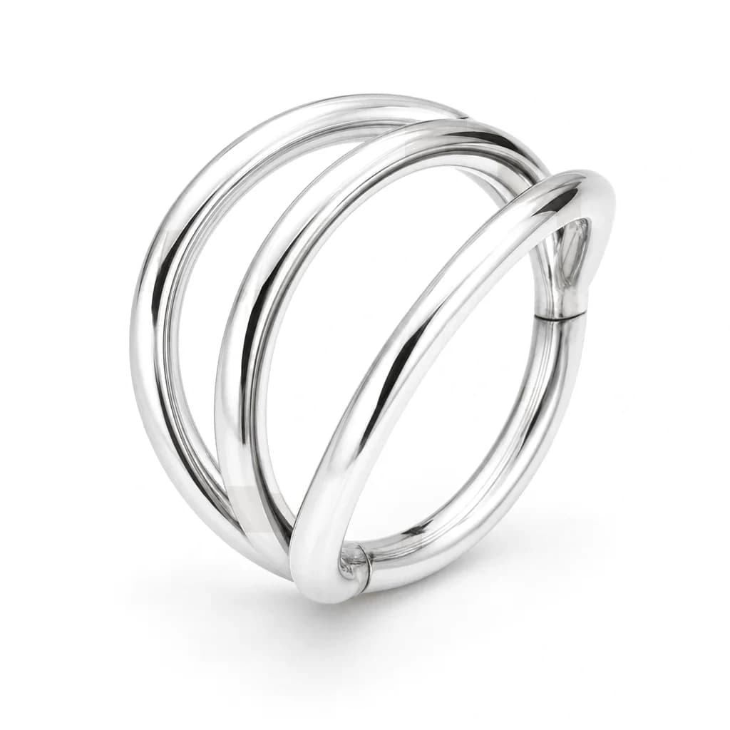 Clicker-Ring, dreilagig, Silber