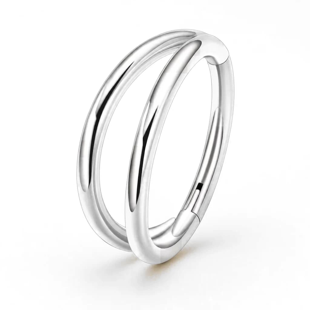 Clicker-Ring, zweilagig, Silber